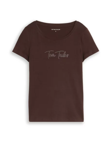 TOM TAILOR Tričko čokoládová / stříbrná