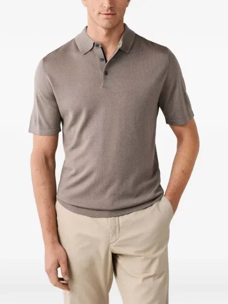 Scurt tricou polo Hackett London tricotate gri