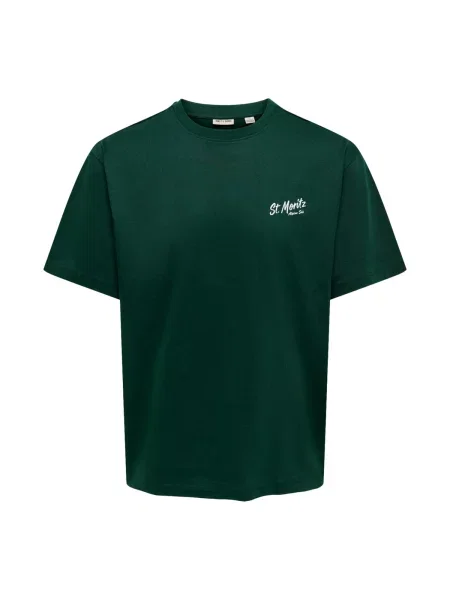 Only & Sons Tricou ONSFred verde smarald alb
