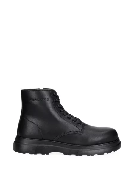 Cizme scurte Armani Exchange cu șireturi din dantelă negru