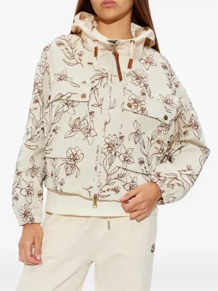Geacă Moncler cu model floral cu glugă cu imagine