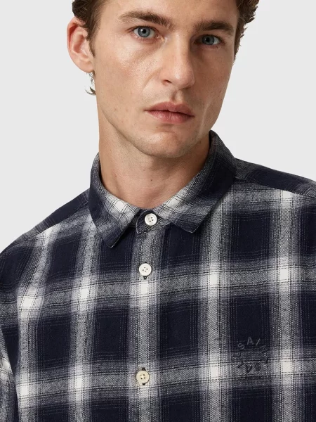 Сорочка AllSaints HAVEN relaxed класичний комір синій