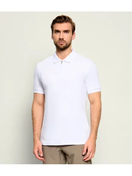 Tricou polo Boss Orange alb