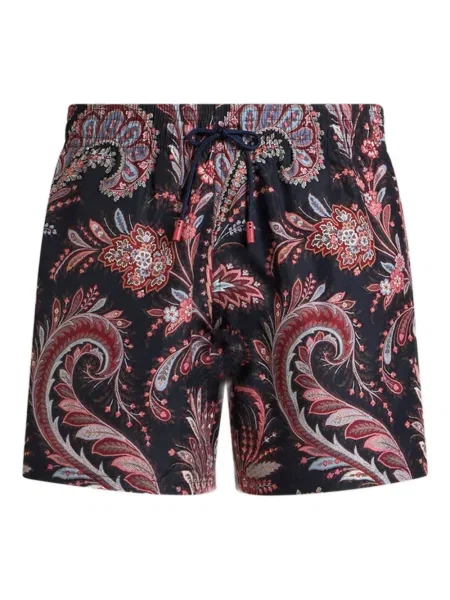 Slip de baie Etro cu imagine cu model paisley albastru