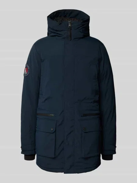 Parka z kapturem Superdry granatowa