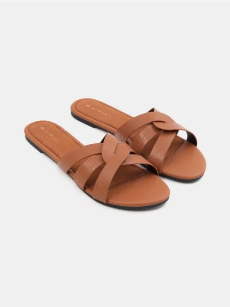 Капці з шкіряною устілкою золотисто-коричневий коричневі