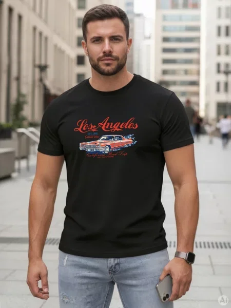 Koszulka z nadrukiem Los Angeles czarna