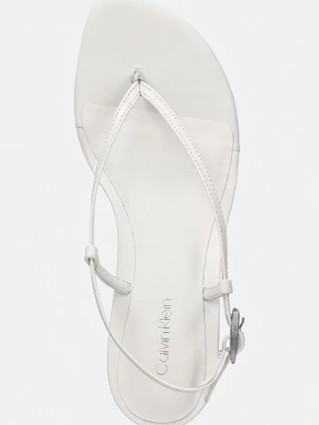 Calvin Klein сандали от кожа KITT HEEL SNDL STRAPPY SLING LTH бежово