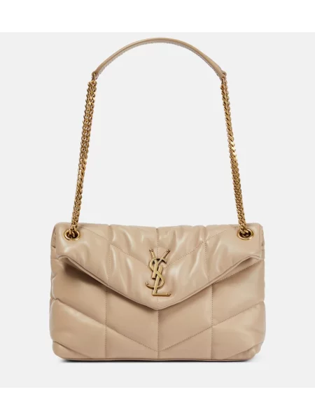 Geanta de piele Saint Laurent din piele bej