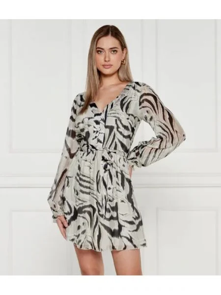 GUESS Rochie cu cordon MARCELLE cu adaos de mătase gri