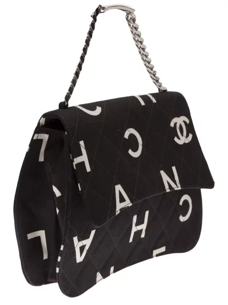 Kabelka Chanel Pre-owned s potiskem jersey černá