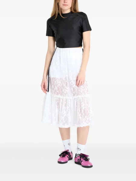 Футбол тениска с дълъг ръкав Adidas на райета мъниста бяло