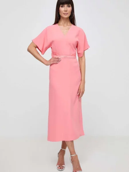 BOSS sukienka maxi oversize różowy