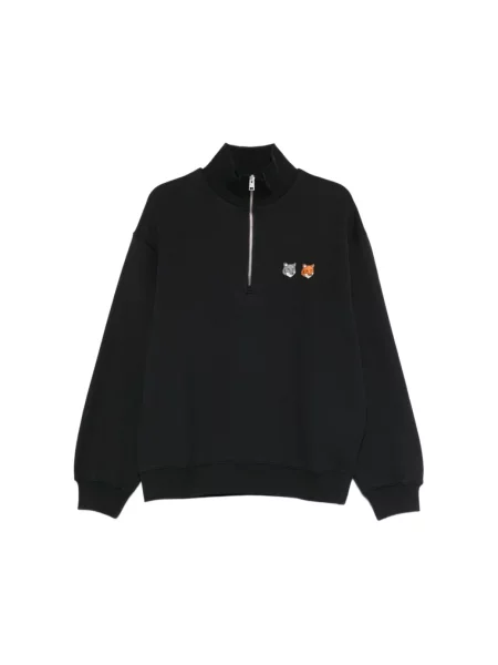 Bluza Maison Kitsune z zamkiem błyskawicznym do połowy czarna
