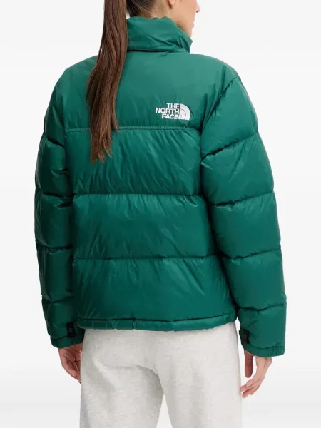 Geacă The North Face cu glugă cu imagine verde