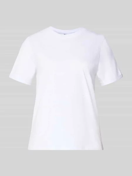 T-shirt z przeszytymi brzegami rękawów Pieces biała