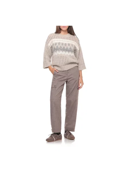 Sweter Peserico z cekinami ażurowy beżowy