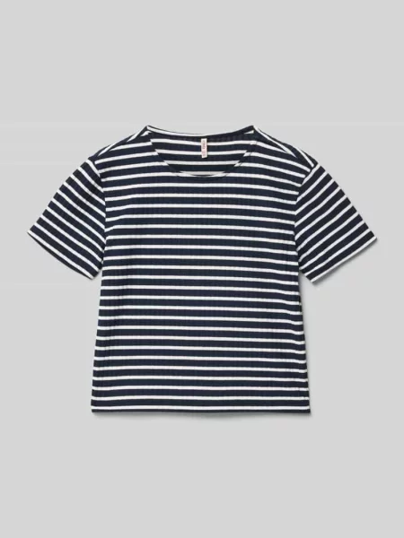 T-shirt o kroju regular fit z dodatkiem model ‘NELLA’ Only granatowa