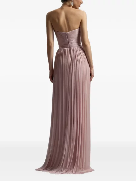 Rochie maxi Cristallini cu volane fără bretele roz