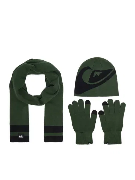 Quiksilver Комплект шапка шал и ръкавици зелен