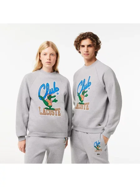 Lacoste Bluza Dresowa Loose Fit Z Rękawami Typu Raglan szara
