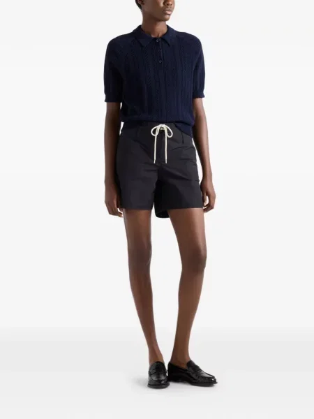 Scurt tricou polo Prada ajurat albastru