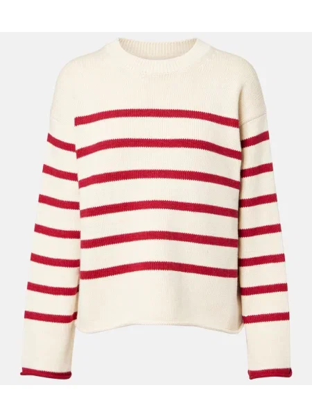 Pulover Velvet din cașmir cu dungi alb