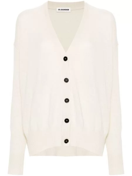 Cardigan Jil Sander din cașmir alb