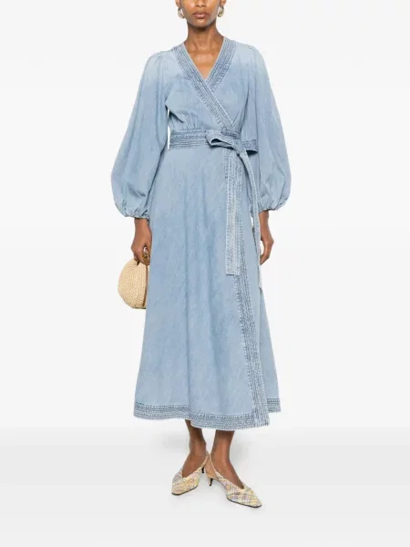 Cu centură rochie midi Zimmermann plic albastru