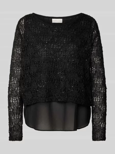 Sweter z dzianiny z cekinowym obszyciem Apricot czarny