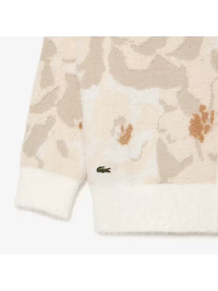 Lacoste Kardigan Z Dzianiny Żakardowej W Kwiaty biały