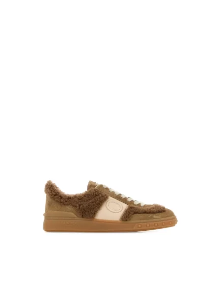 Sneakersy Valentino Garavani wełniane brązowe