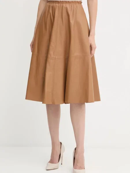 Forte Forte fustă de piele midi evazați maro
