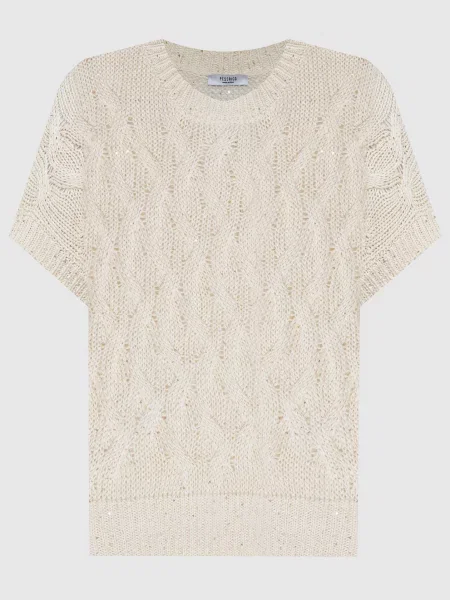 Жилет з фактурним візерунком з паєтками Peserico бежевий