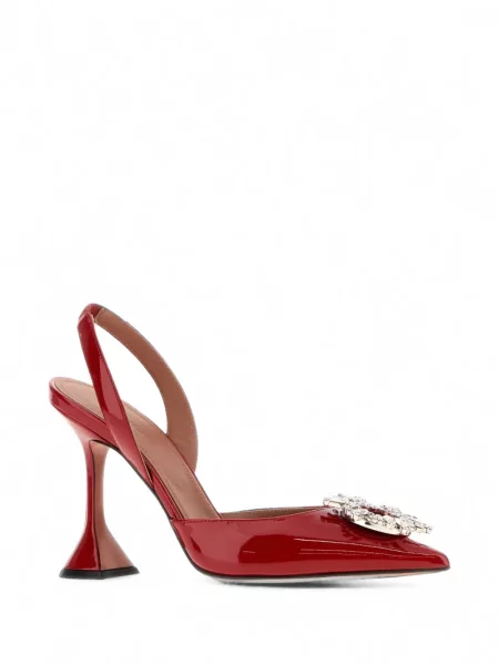 Pantofi cu toc Amina Muaddi slingback roșu