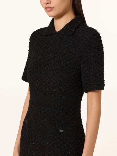 Marc Cain Dzianinowa Sukienka Z Cekinami schwarz czarna