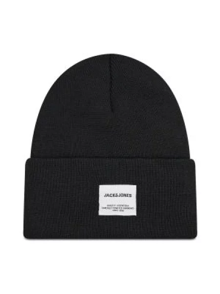 JACK & JONES Megzta kepurė / balta juoda