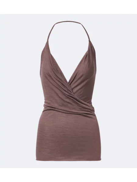 Top Rick Owens de lână drapat violet