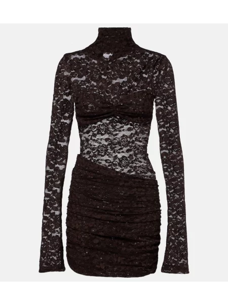 Kvetinové čipkované šaty Bananhot hnedá