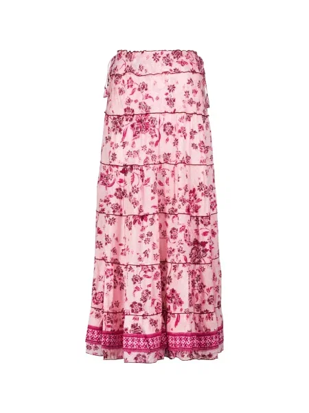Fusta maxi Poupette St Barth cu model floral roz
