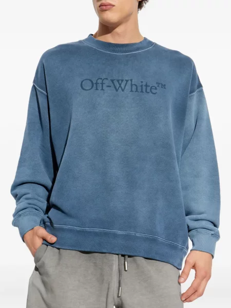 Lung hanorac Off-white cu autograf alb