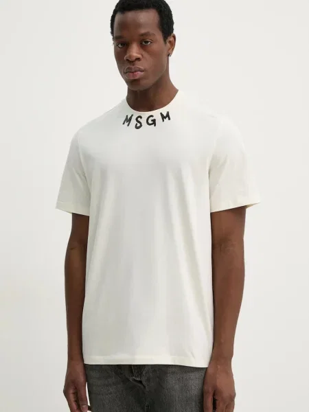 Тениска MSGM с принт бежово