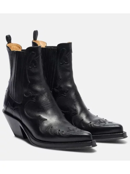 Кожени каубой боти Gabriela Hearst с принт черно