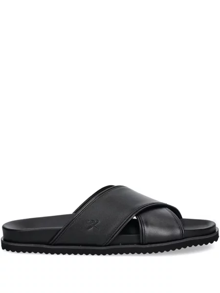 Sandale Hackett din piele cu bretele negru