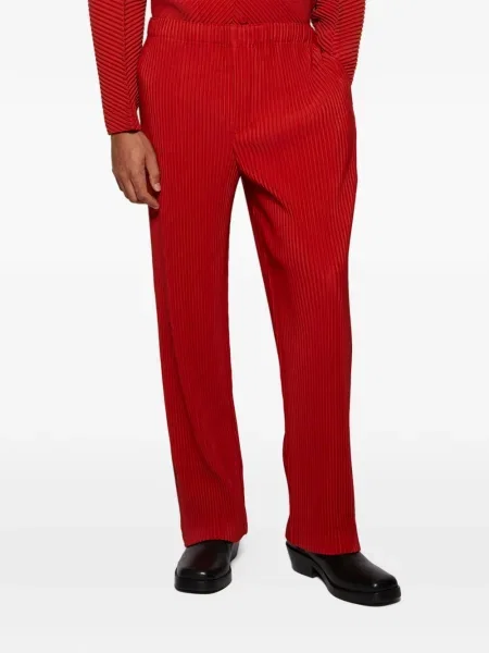 Pantaloni Issey Miyake plisate roșu