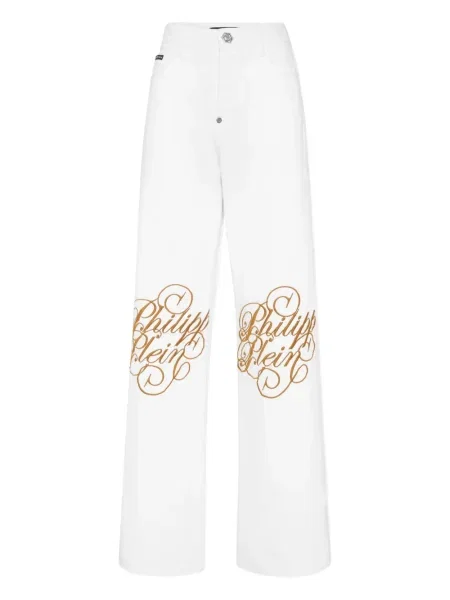 Blugi Philipp Plein cu broderie alb