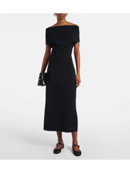 Rochie midi Toteme tricotate până la genunchi de costum negru