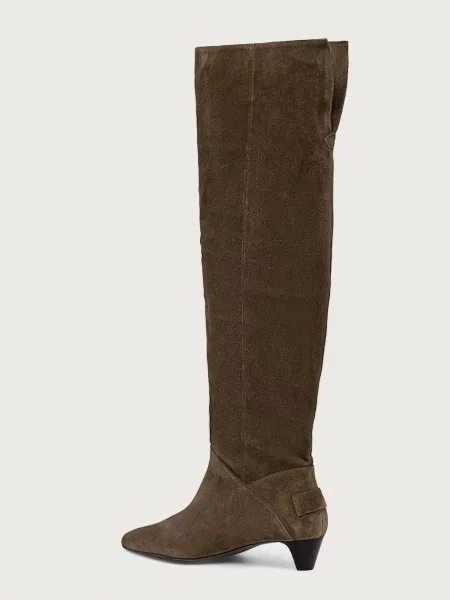 AllSaints kozaki zamszowe Ortega Suede Boot zielone