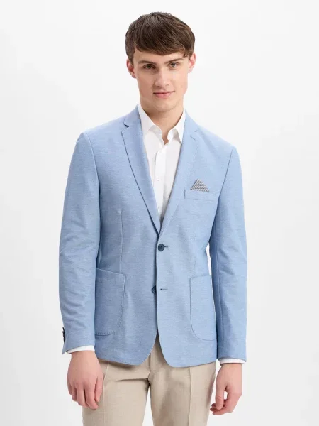 Finshley & Harding kurtka casualowa Maarten Mężczyźni Modern Fit marmurkowy 25 niebieski