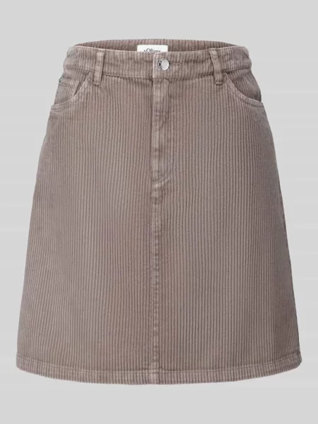Spódnica mini z czystej bawełny o strukturze sztruksu S.oliver Red Label beżowa